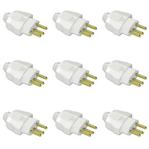 Kit Plugue Macho 2P+T 20A 250Vca Branco 10 peças