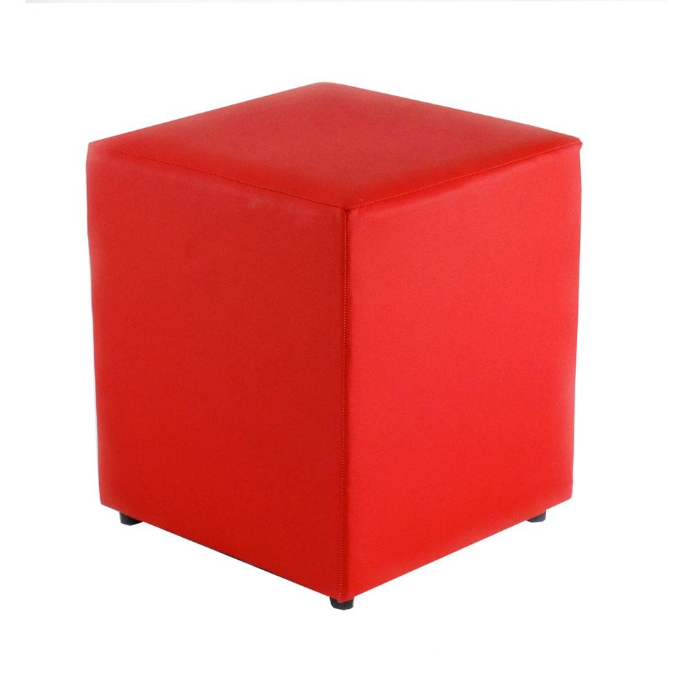 Puff Quadrado Courino Vermelho