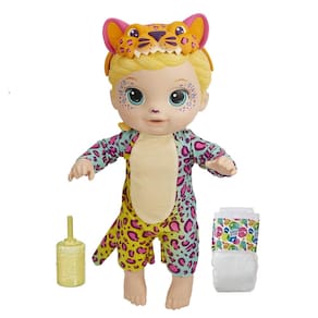Boneca Baby Alive Rainbow Wildcats, leopardo, acessórios, bebidas, molhados, brinquedo de leopardo para crianças de 3 anos ou mais, cabelo loiro