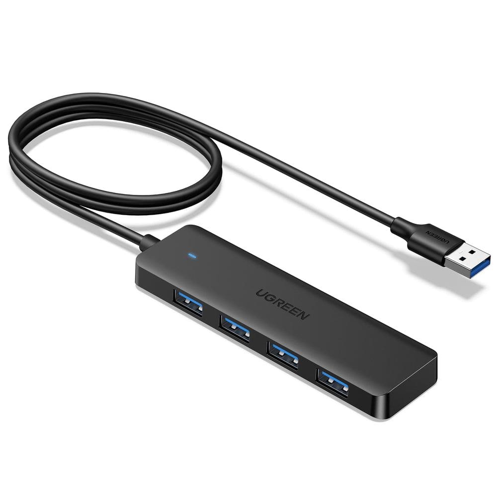 Expansor Hub USB Ugreen 3.0 de 4 Portas Ultrafino para Laptop e Desktop - Preto