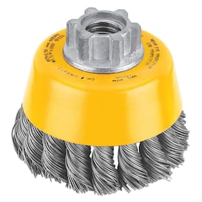 Escova de copo com nós DEWALT DW4910 em aço carbono 5/8-11 Arbor