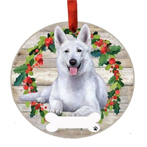 Ornament E&S Imports White German Shepherd Ceramic DIY