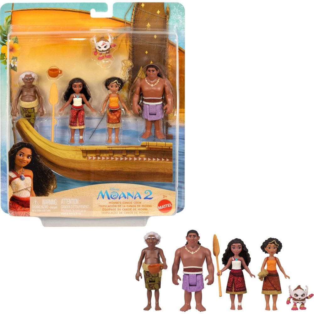 Playset Mattel Disney Moana 2 Moana`s Canoe Crew com 5 bonecas