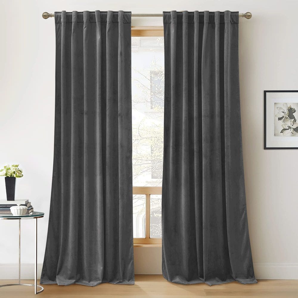 Cortinas RYB HOME Grey Velvet 213x213cm Super Soft 2 peças