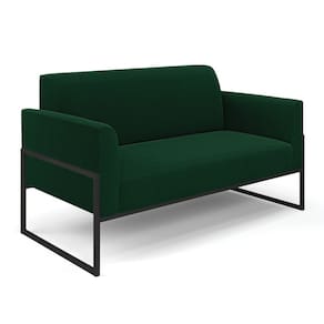 Sofá 2 Lugares Namoradeira Industrial Alta Preto Marisa Bouclê Verde D03 - D`Rossi