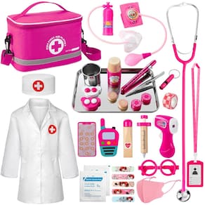 Kit médico EFO SHM para crianças e meninas de 3 a 5 anos com estetoscópio
