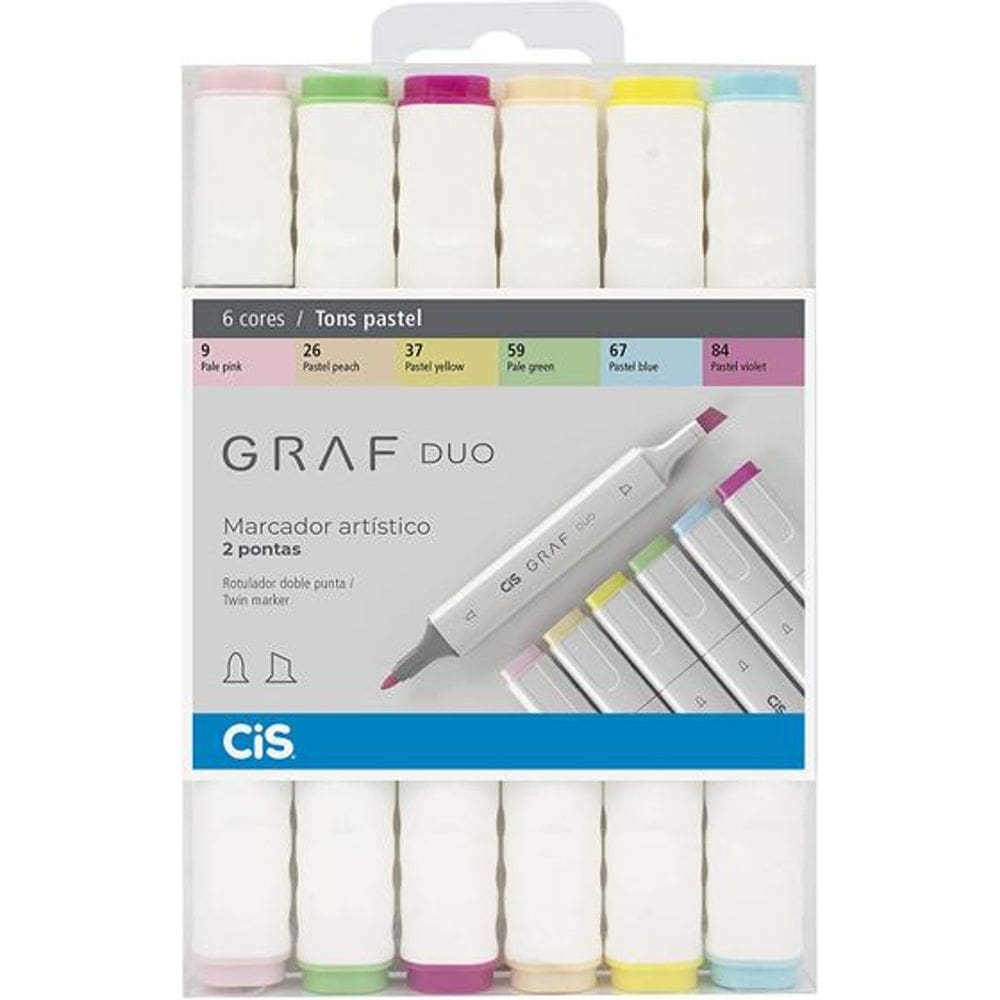 Marcador Artístico Graf Duo Tons De Pastel  6 Cores Cis 6320
