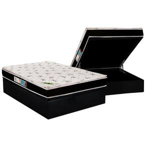 Cama Box Baú Casal: Colchão Anatômico Luckspuma D33 / Ag65 Aspen Super Firme + Base Black(138X188)