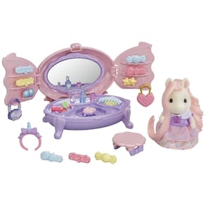 Conjunto de penteadeira Dollhouse Playset Calico Critters Pony`s