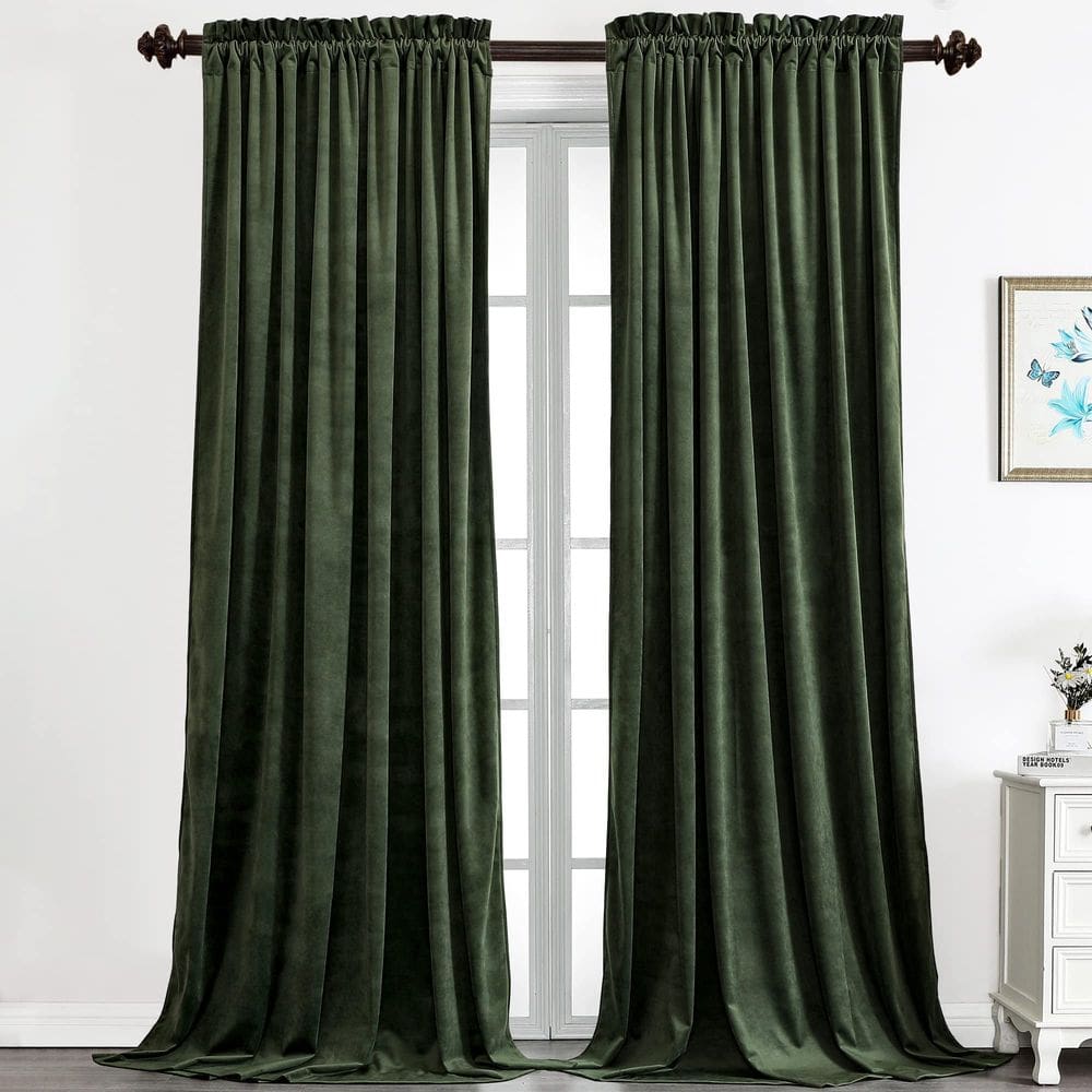 Cortinas Benedeco Blackout Green Velvet 132x244cm 2 painéis