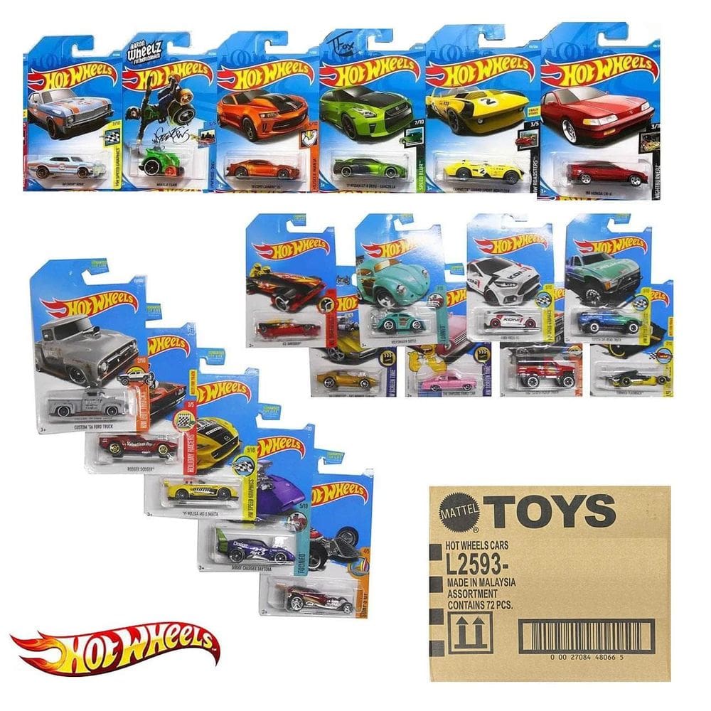 Estojo aleatório básico Toy Cars Hot Wheels, fundido sob pressão, 72 unidades
