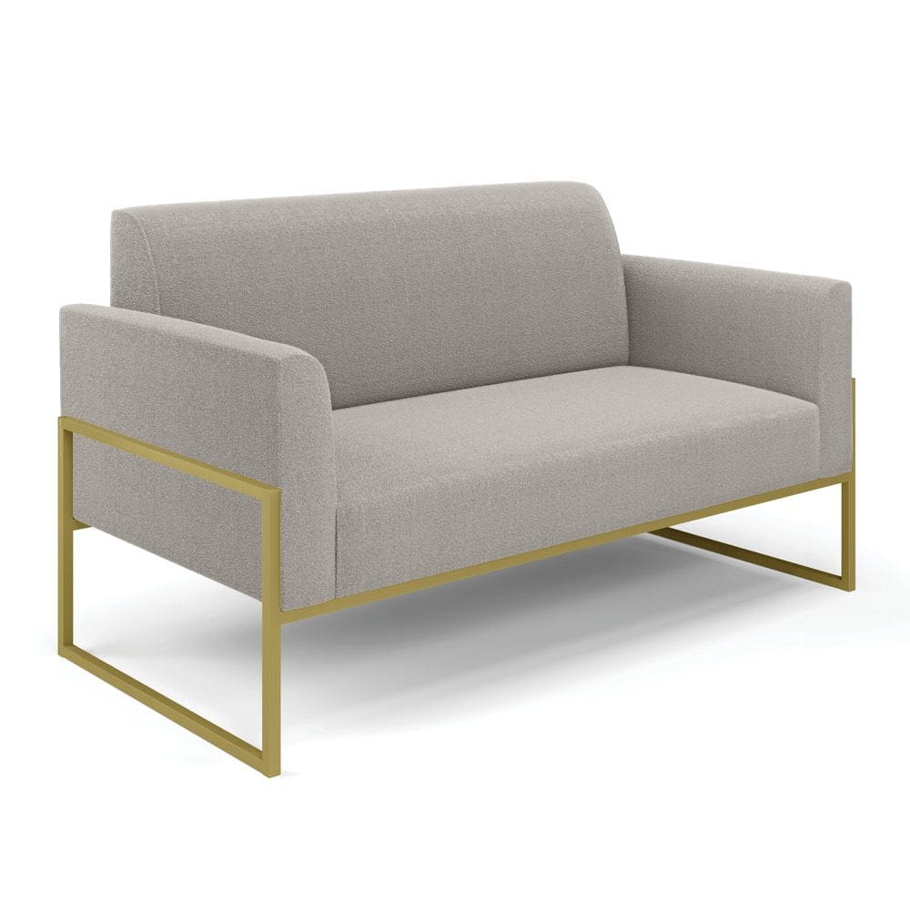 Sofá 2 Lugares Namoradeira Industrial Alta Dourado Marisa Bouclê Cinza D03 - D`Rossi
