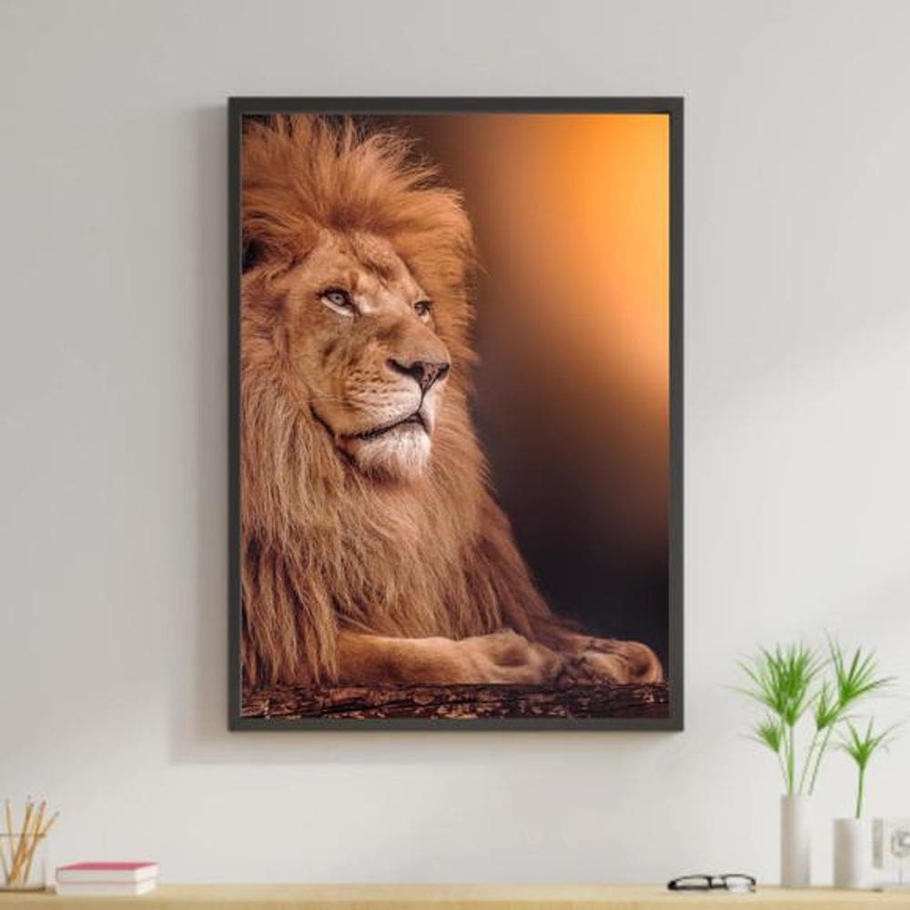 Quadro Leão Fotografia 24X18Cm