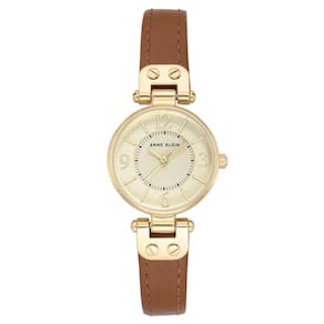 Relógio Anne Klein 109442CHHY com pulseira de couro dourada feminina