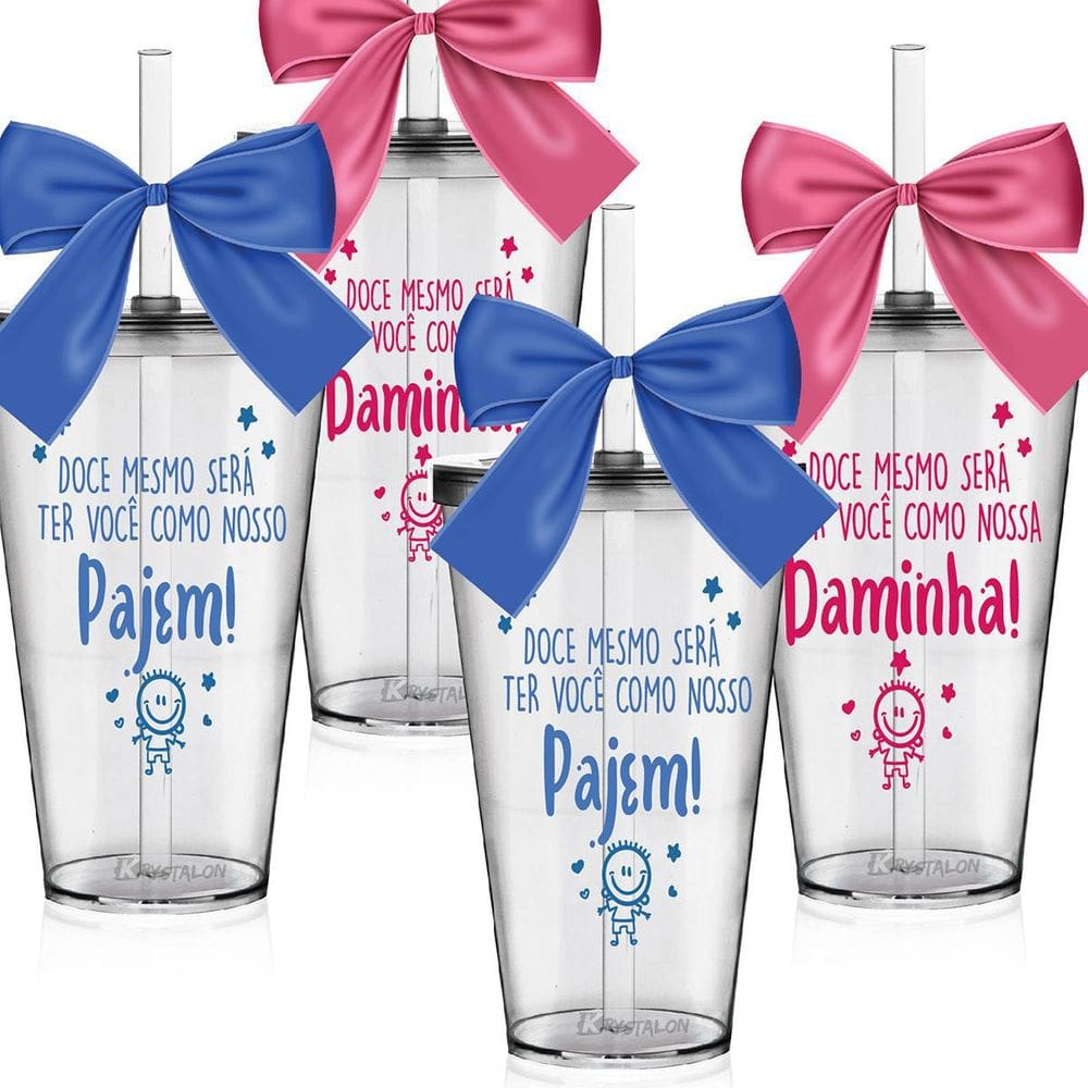 Presente - 4 Copos Convite Pajem E Daminha