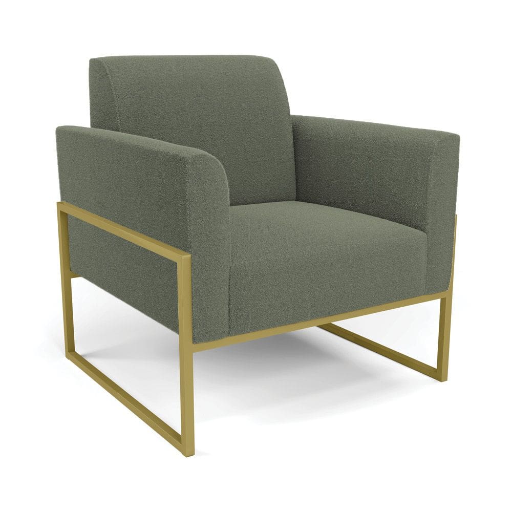 Poltrona Sala Estar Industrial Alta Dourado Marisa Bouclê Pistache D03 - D`Rossi