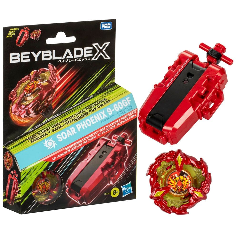 Brinquedo Beyblade BEYBLADE X Soar Phoenix 9-60GF com lançador de cordas
