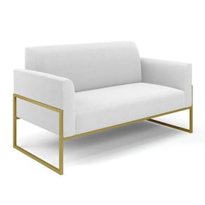 Sofá 2 Lugares Namoradeira Industrial Alta Dourado Marisa Bouclê Off White D03 - D`Rossi