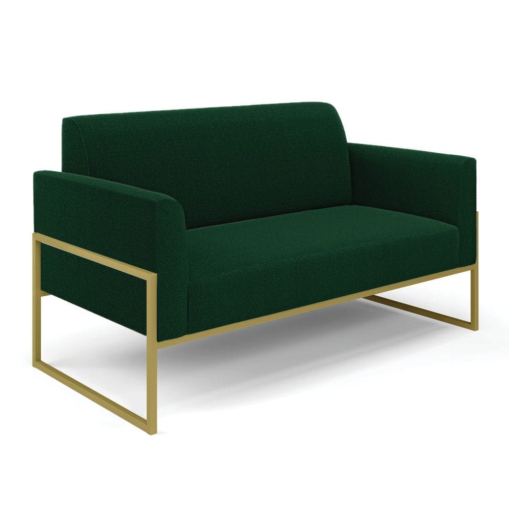 Sofá 2 Lugares Namoradeira Industrial Alta Dourado Marisa Bouclê Verde D03 - D`Rossi