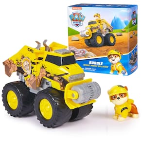 Caminhão de brinquedo Paw Patrol Rescue Wheels Ruble`s Bulldozer com boneco