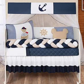 Kit Berço Trança Menino Urso Marinho 12 Peças Azul
