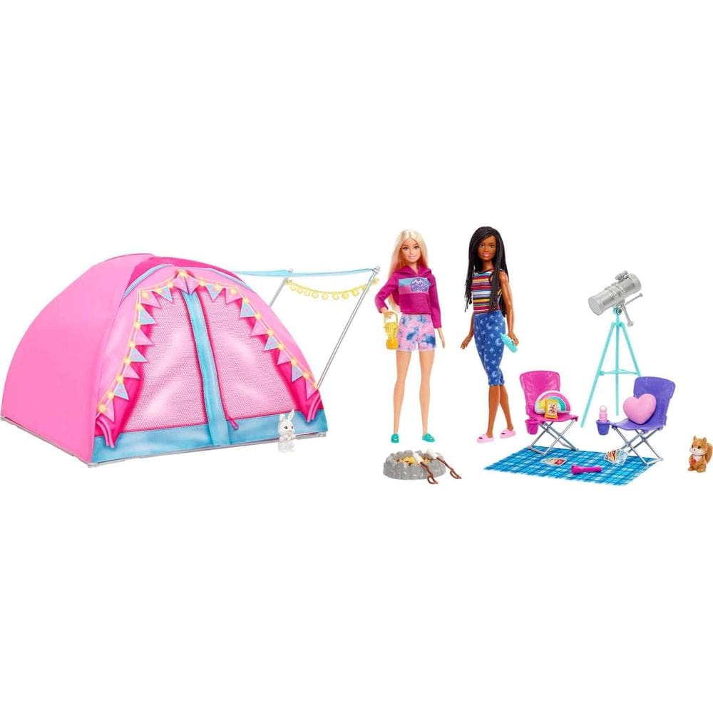 Barraca de acampamento Playset Barbie It Takes Two com Brooklyn e Malibu