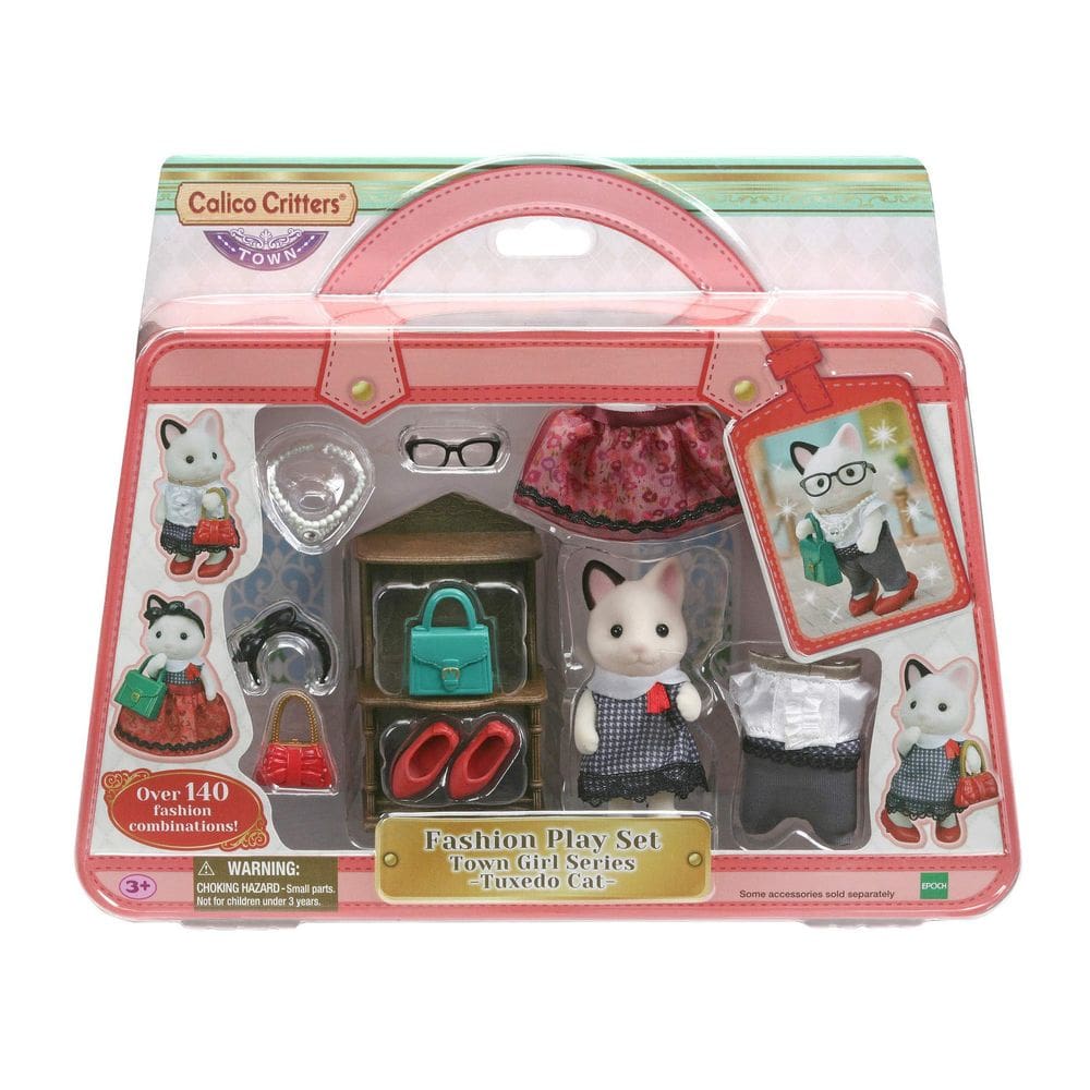 Conjunto de brinquedos de moda Calico Critters Tuxedo Cat com boneco