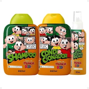 Kit Cia da Natureza Turma da Mônica Kids: Shampoo, Condicionador e Spray Desembaraçante