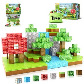 Blocos magnéticos Toy Toylogy Build Mine Magnet World com 48 unidades