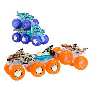 Caminhão de brinquedo Hot Wheels Monster Trucks em escala 1:64 com plataformas grandes
