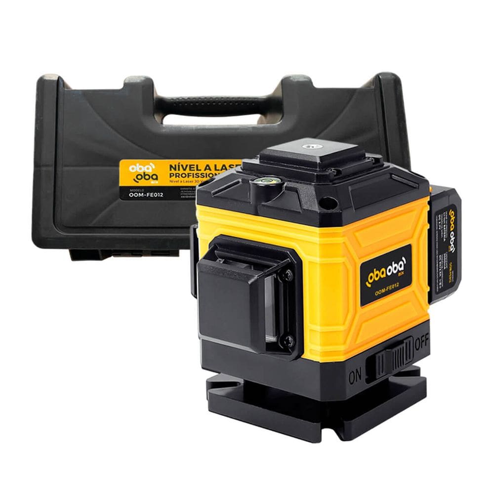 Kit Nível Laser Verde Profissional 3D 12 Linhas Autonivelamento Bateria Recarregável 2400mAh Alcance 30 Metros Controle Remoto Maleta De Transporte