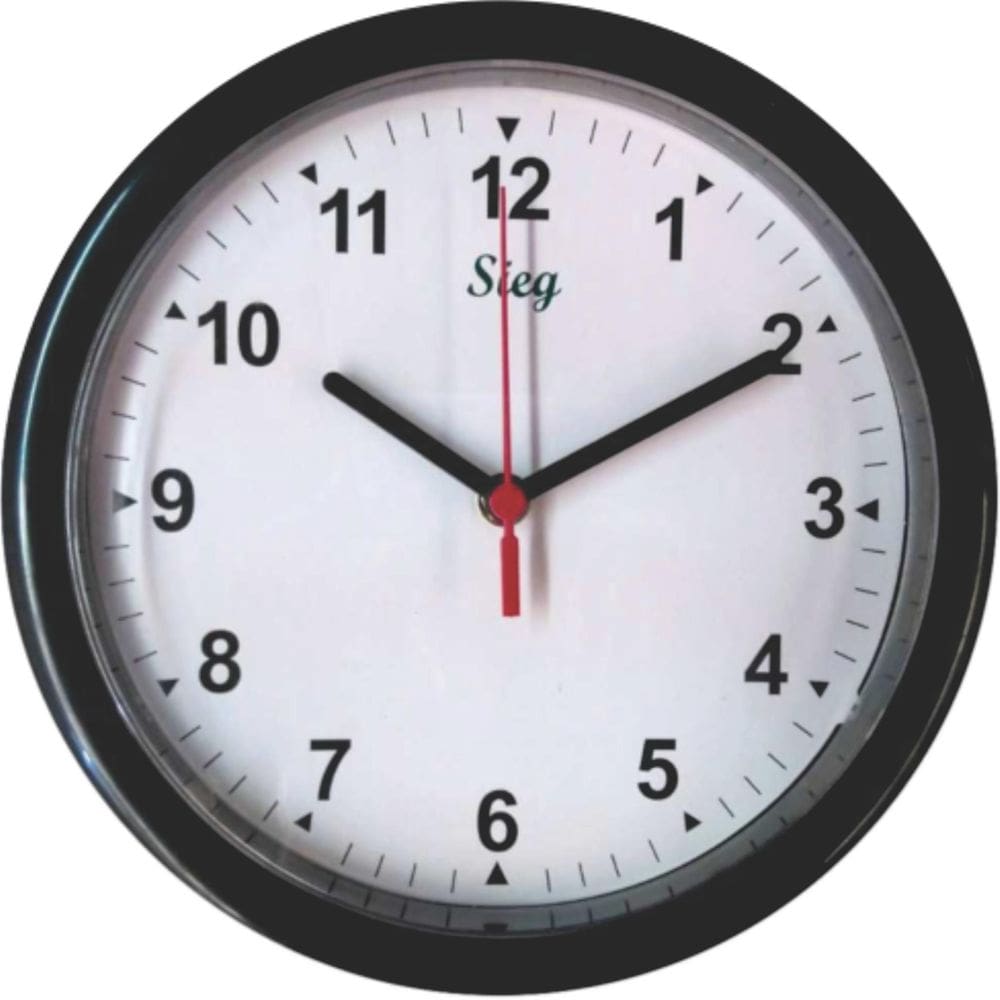 Caixa Com 10 Unids De Relógio Redondo Preto Fundo Liso 24Cm