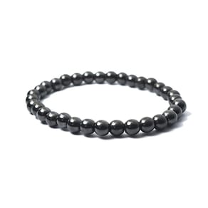 Pulseira Bolinha Pedra Hematita 6Mm Flexível