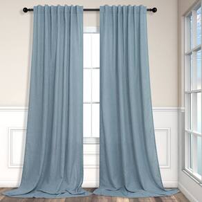 Cortinas Pitalk Blue Linen, 213 cm de comprimento, filtragem de luz