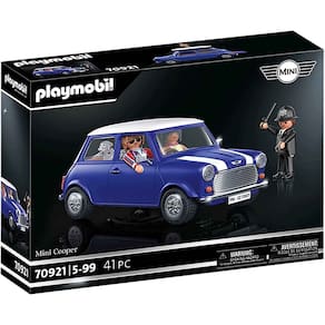 Carro clássico Toy Playmobil Mini Cooper com 4 assentos e porta-malas