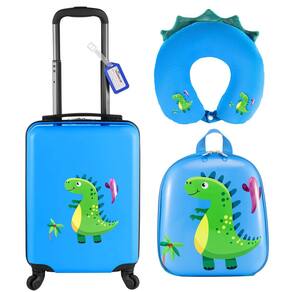 Conjunto de bagagem Sanwuta Dinosaur 43 cm com mochila e travesseiro de pescoço