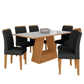 Mesa Com 6 Cadeiras 1,60 Pavia Cinam/off Whit/preto - Móveis Arapongas