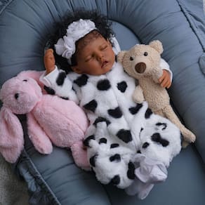 Boneca Reborn BABESIDE Lifelike Black Girl 43 cm com acessórios