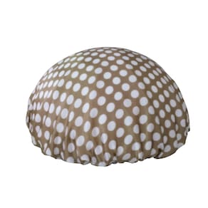 Touca Para Banho Cetim Poá Dourado/Branco