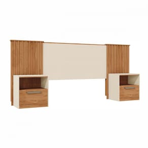 Cabeceira Extensível com Mesa de Cabeceira Lucius Freijo Off White Caemmun