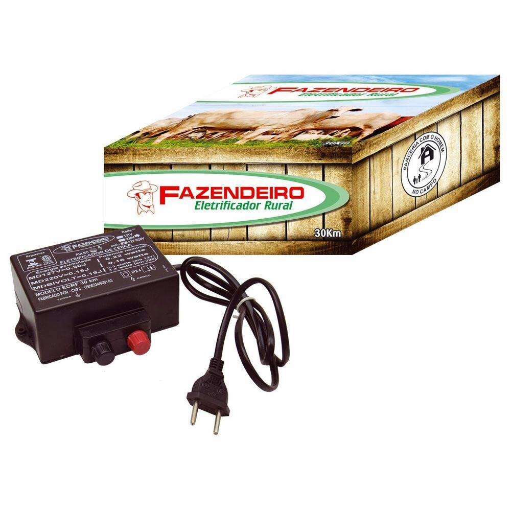 Eletrificador cerca rural 30km bivolt fazendeiro