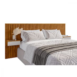 Cabeceira para Cama Casal ou Queen Columbia Ripado Naturalle Off White Bechara