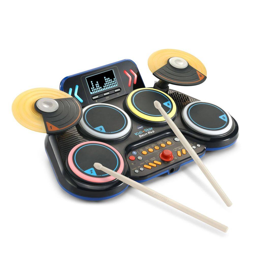 Drum Pad VTech Kidi Star Black com 20 sons em estilo de bateria