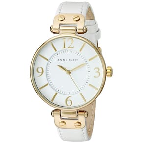 Relógio Anne Klein 109168WTWT com pulseira de couro dourada feminina