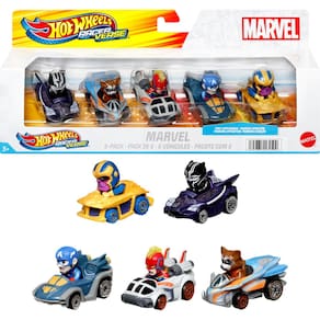 Toy Cars Hot Wheels Marvel RacerVerse, pacote com 5, 1:64