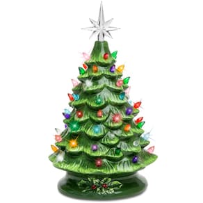 Árvore de Natal de cerâmica Best Choice 15 cm pré-iluminada com 64 luzes