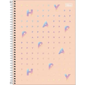 Caderno Happy Capa Dura Universitário 1 Matéria E 80 Folhas Tilibra Salmão