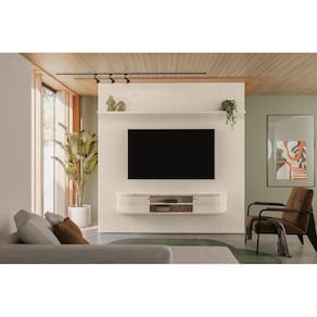 Rack Suspenso New Bugatti Para TV até 75 Polegadas - Calacata e Off White - Madetec