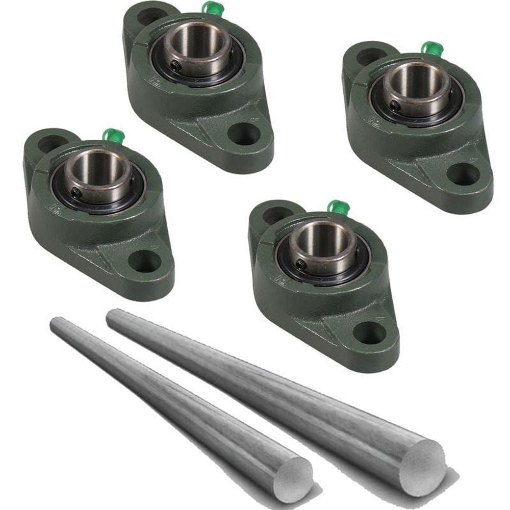 Kit 4 Mancal Oval Rolamento Ucfl24 Com 2 Eixo 20Mm600Mm