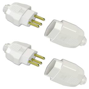 Kit Conjunto Fêmea + Macho 2P+T 20A 250Vca Branco 5 pares